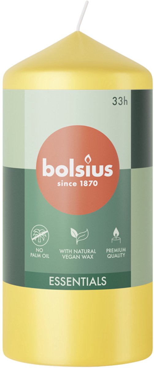 Bolsius - Stompkaars - Essentials - 120/58 - 1 Stuk - Sunny Yellow