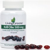 Bol.com Livinggreens- Krill olie 500mg- 120 capsules-krillolie- krill olie capsules-uit garnalen-100% puur-krillolie 100%- aanbieding