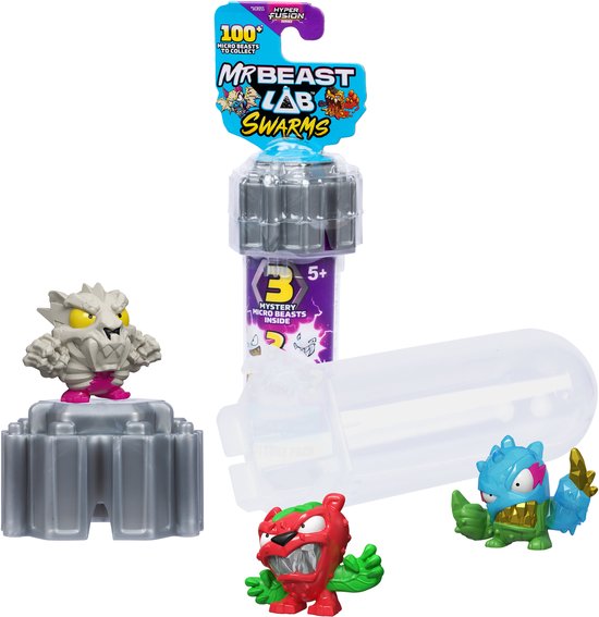 MRBEAST LAB Swarms Hyper Fusion – Coffret 14 Créatures + Autocollants + Capsules – +100 Personnages à Collectionner