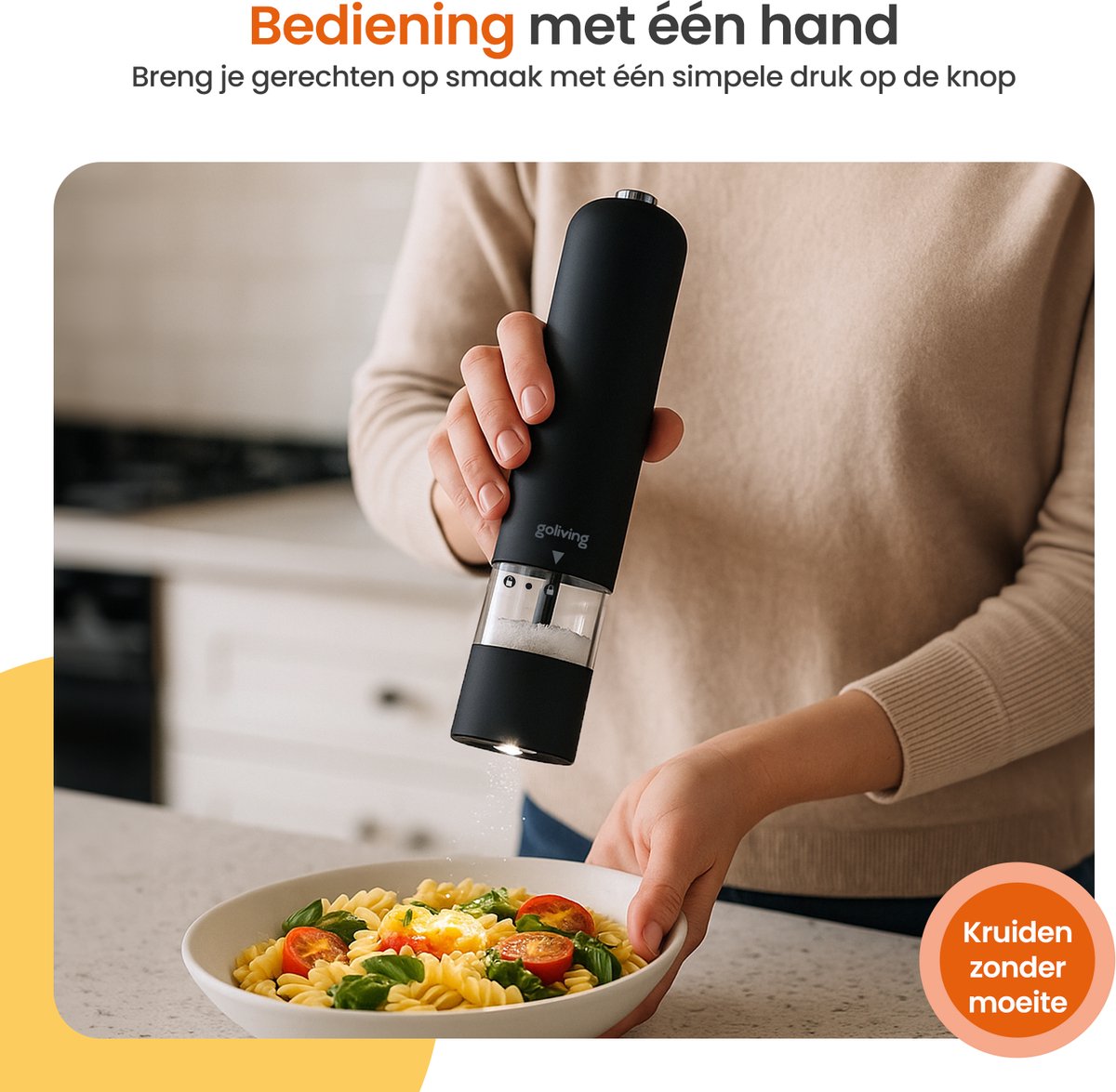 Goliving Elektrische Peper en Zoutmolen Set - LED Licht - Op Batterijen - Pepermolen - Zoutmolen - Peper en Zoutstellen - Kruidenmolen - Zwart — cadeau in Kookcadeaus - foto 2