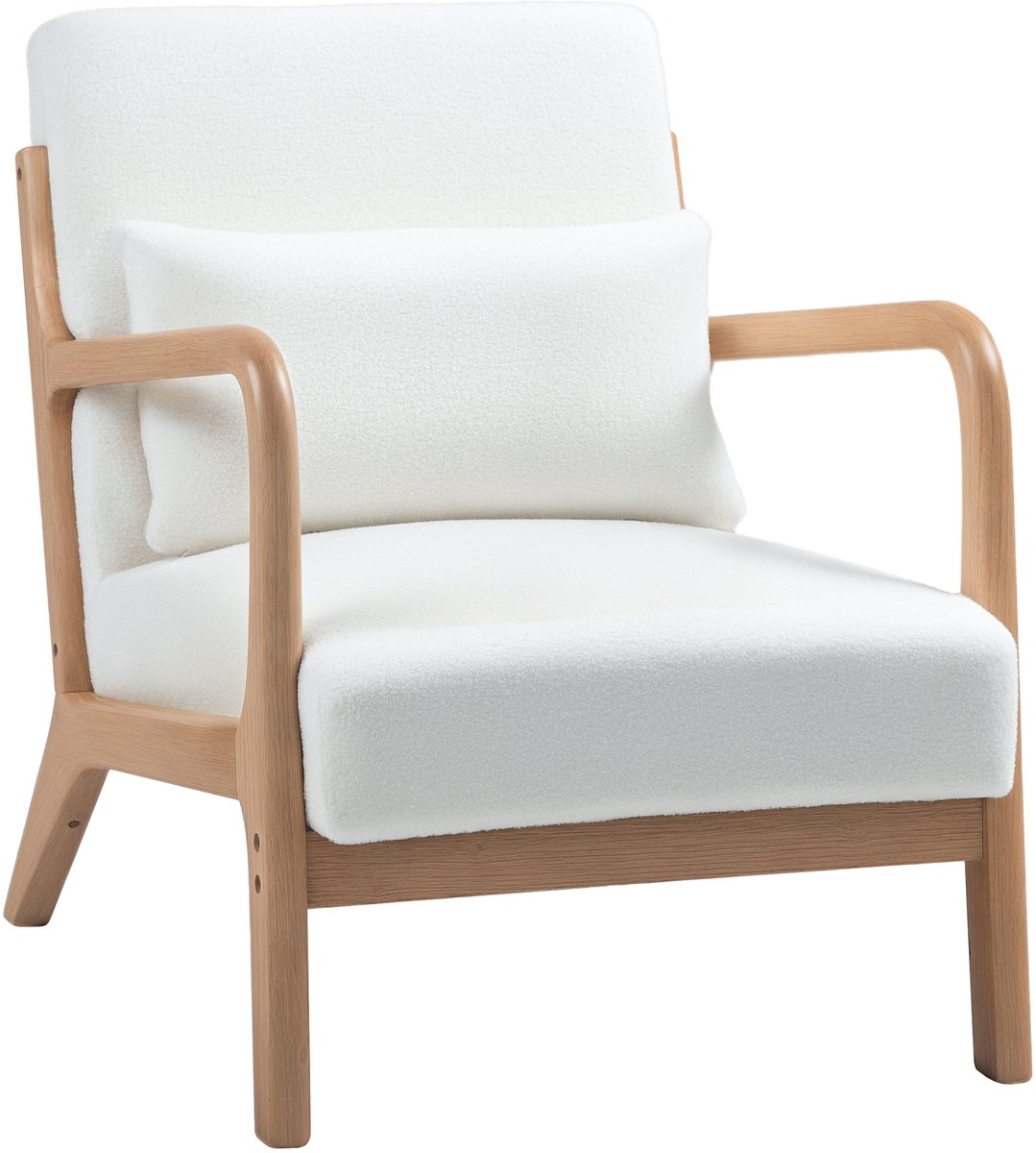 HOMCOM-Accentstoel-Fluwelen (100% polyester)-61x78x76cm-Crème