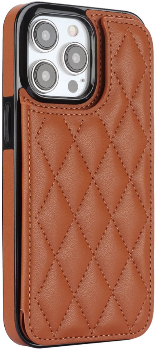 Hoesje geschikt voor iPhone 17 Pro Max - Backcover - Pasjeshouder - Kunstleer - Bruin