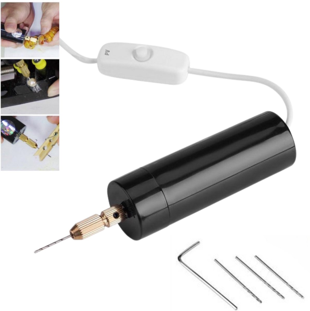 PureVolt Mini Draagbare Elektrische Boormachine op USB DC 5V - Boormachine met 3 Stukken voor PCB Boorhouder Gereedschap van 0.7 tot 1.3mm