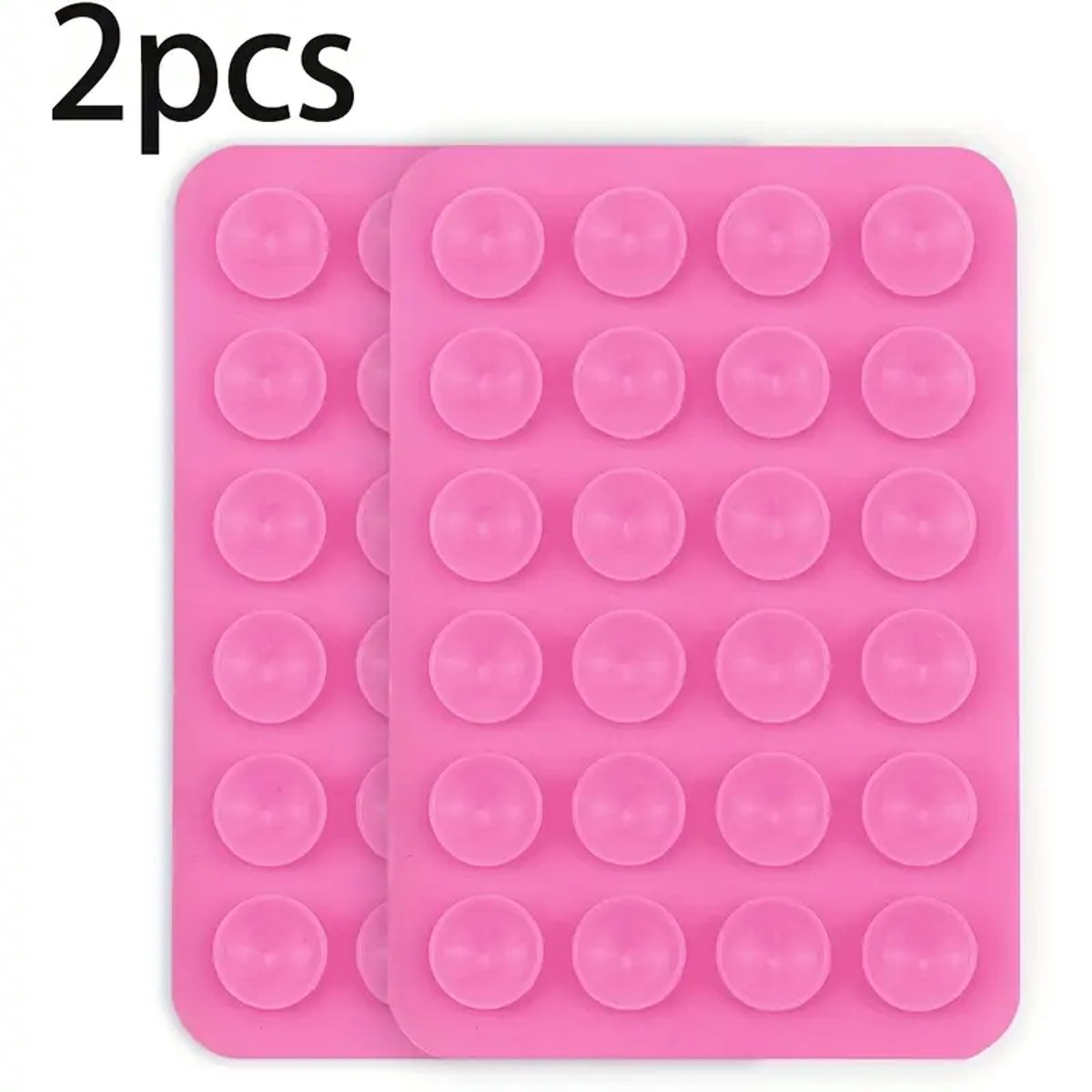 2 Stuks Herbruikbare Zuignap Telefoonhouder – 24 Sterke Zuignappen – Dubbelzijdige Sticker – Voor Glas, Spiegels & Smartphones – 5.3x7.5 cm – Roze