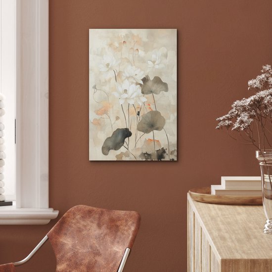 Panneau mural acoustique 50x70 cm - Peinture en Feutre Fleurs - Japandi - Wabi sabi - Panneaux acoustiques - Décoration murale insonorisante - Isolation phonique salon - Décoration murale panneaux sonores