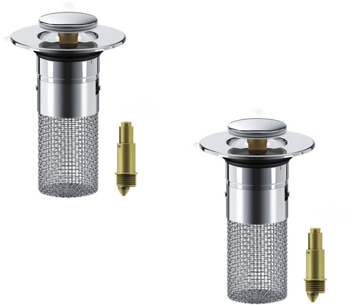 2 stuks - Afvoerplug - Afvoerzeef - plug - met haarfilter - geschikt voor alle afvoergaten met een binnendiameter van 34-40 mm
