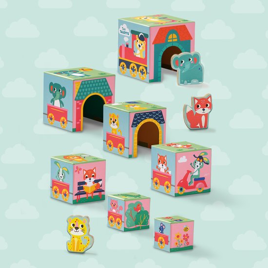 SES Creative – Tiny Talents – Stapelblokken – Sensorisch – Dieren speelgoed – Baby speelgoed – Stimuleert zintuigen – Lichtgewicht - Vanaf 6 maanden — afbeelding 2