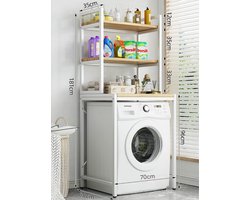 Livista® Wasmachine Kast - 3-Laags Opslagrek - Ruimtebesparende Wasruimte Organizer - 181x60x70 CM - Wit