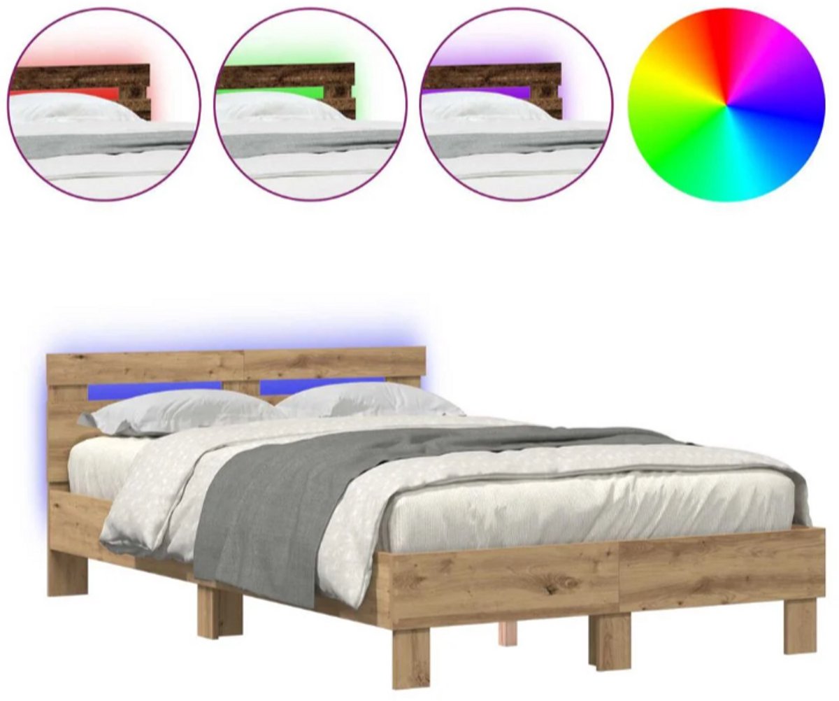 vida xl vidaXL Bedframe met hoofdeinde Artisan Eiken 120 x 190 cm Bewerkt hout Bruin