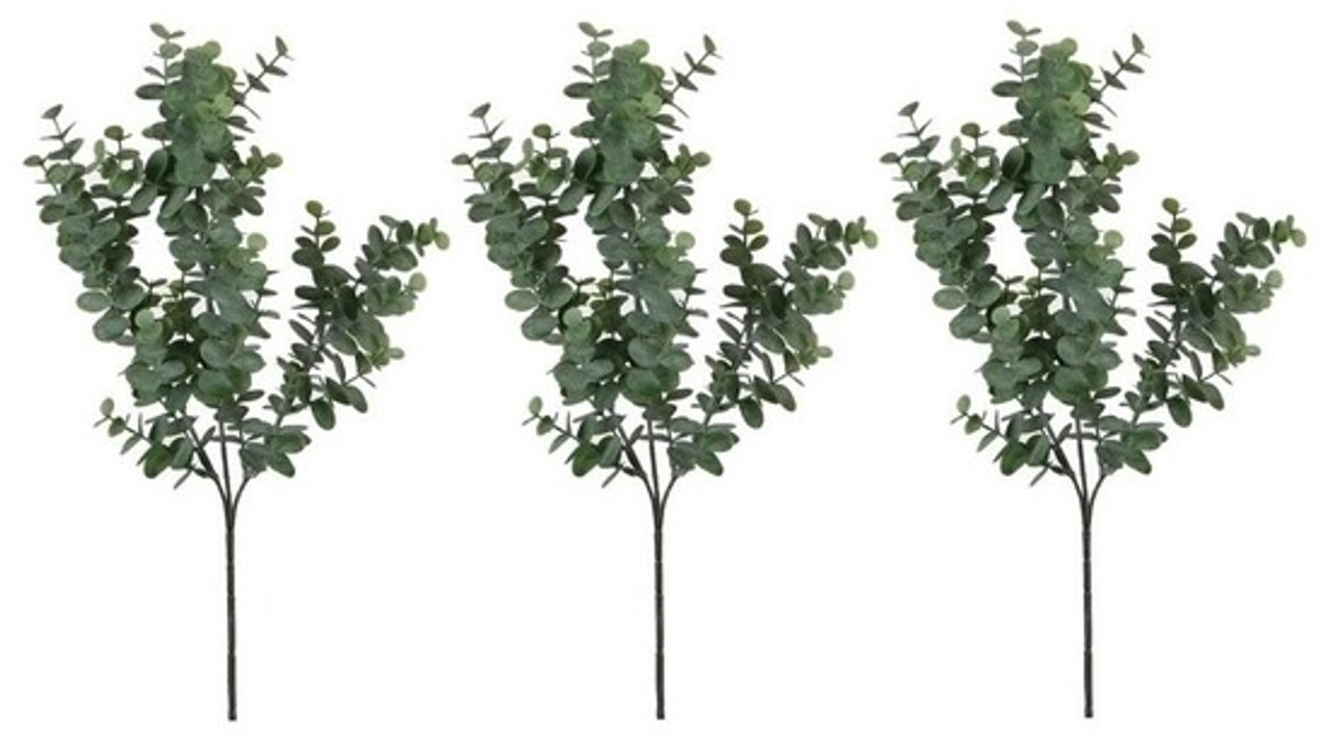 Mica Decorations Kunstbloem - 3x - Eucalyptus kunsttak - grijs/groen - 65 cm - decoratie