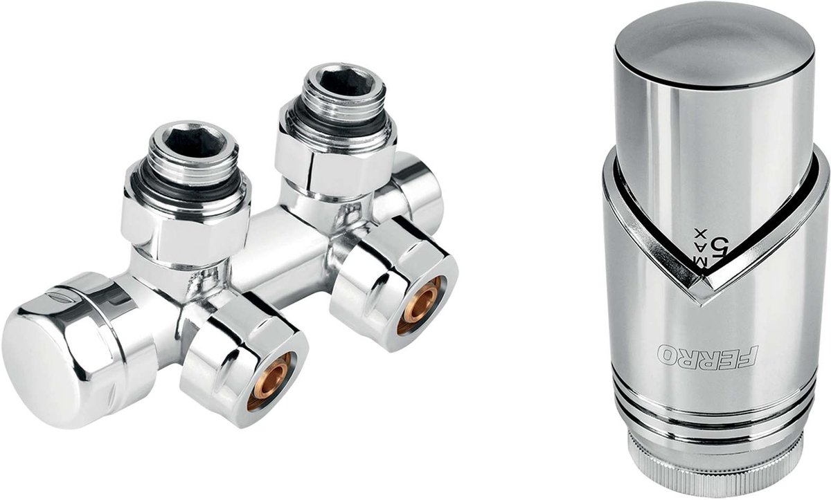 Novaservis Toebehoren - Aansluitset voor verwarmingselementen met centrale aansluiting, hartafstand 50 mm, chroom ZTD30CR