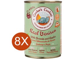 Cooka's Cookies Real Venison (hertenpaté met pastinaak en appel) Hondenvoer - Natvoer - geen toevoegingen, geen conserveermiddelen, alleen eerlijke ingrediënten - meer dan 92% vers bereid hertenvlees 8x400gr