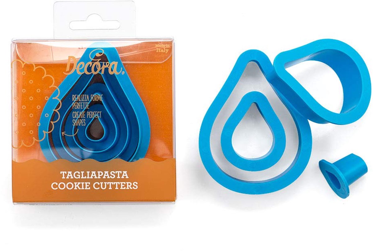 DECORA 0255311 KOEKJESUITSTEEKSET DROPS, 4 STUKS 1,5-3,5-5,5-12 H2,2 cm