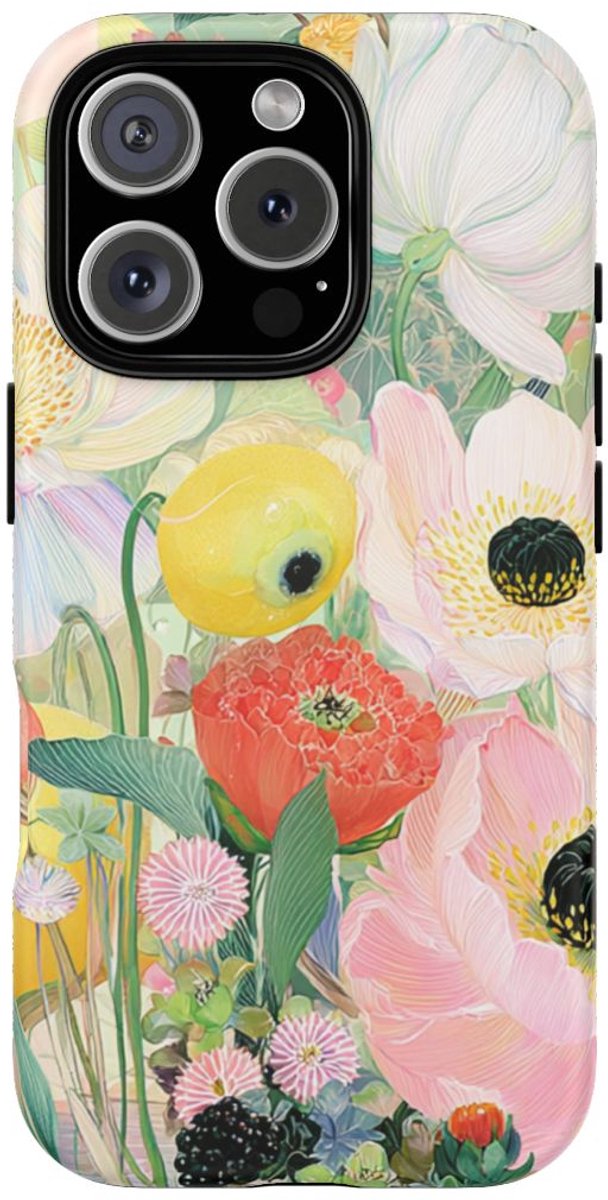 Lichte Pastelbloemen met Vogels – Telefoonhoesje Geschikt voor iPhone 16 Pro