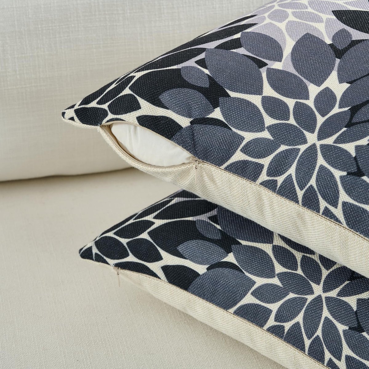 Ibenzoa Kleurrijke Linnen Kussenhoezen met Abstracte Dahlia Bloemenpatroon - Set van 2 voor Diverse Ruimtes Meerkleurig