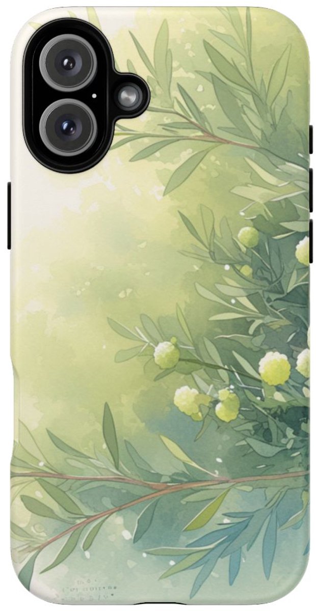 Groene Botanische Waterverf Illustratie – Telefoonhoesje Geschikt voor iPhone 16 Plus