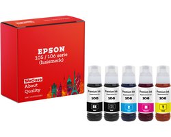 weCare 5-pack - Inkt Geschikt voor Epson EcoTank 105/106 - Multipack van 5x Inktflessen - Geschikt voor Epson EcoTank Printer ET-7700 en ET-7750