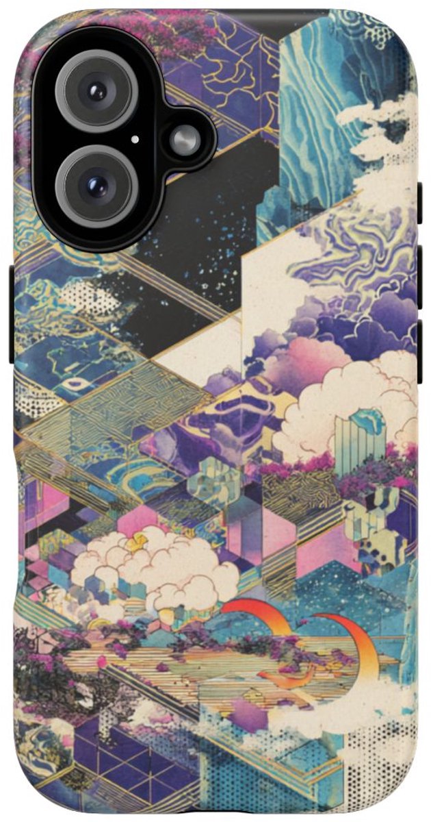 Abstracte Geometrische Natuurtaferelen – Telefoonhoesje Geschikt voor iPhone 16