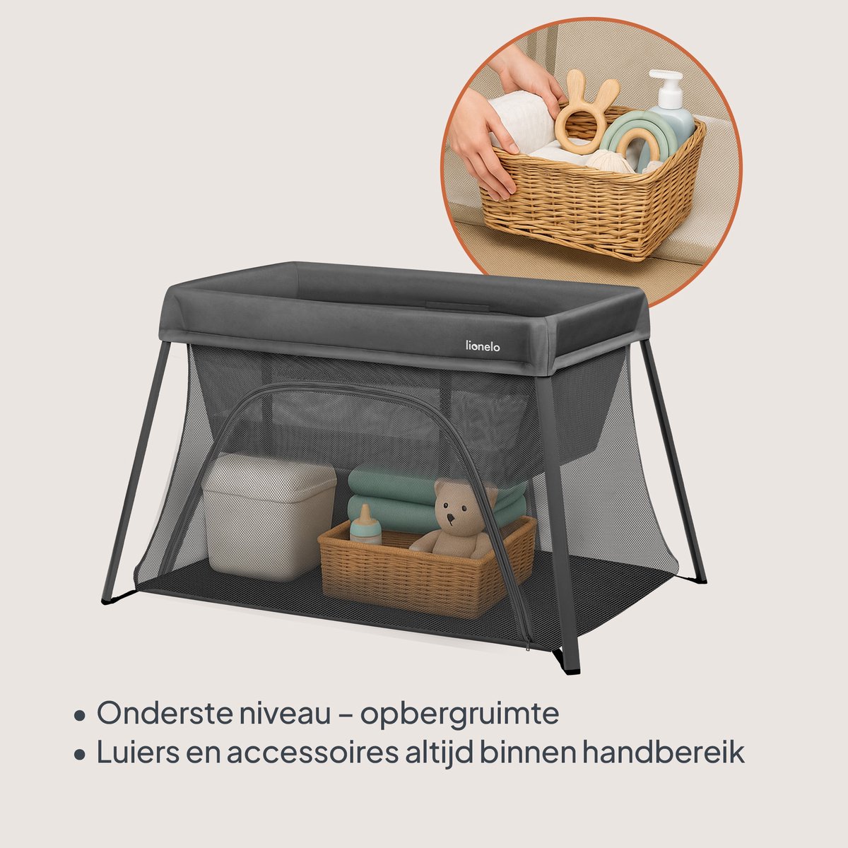 Lionelo Alice 3-in-1 Babybedje - Compact en Lichtgewicht thumbnail 7