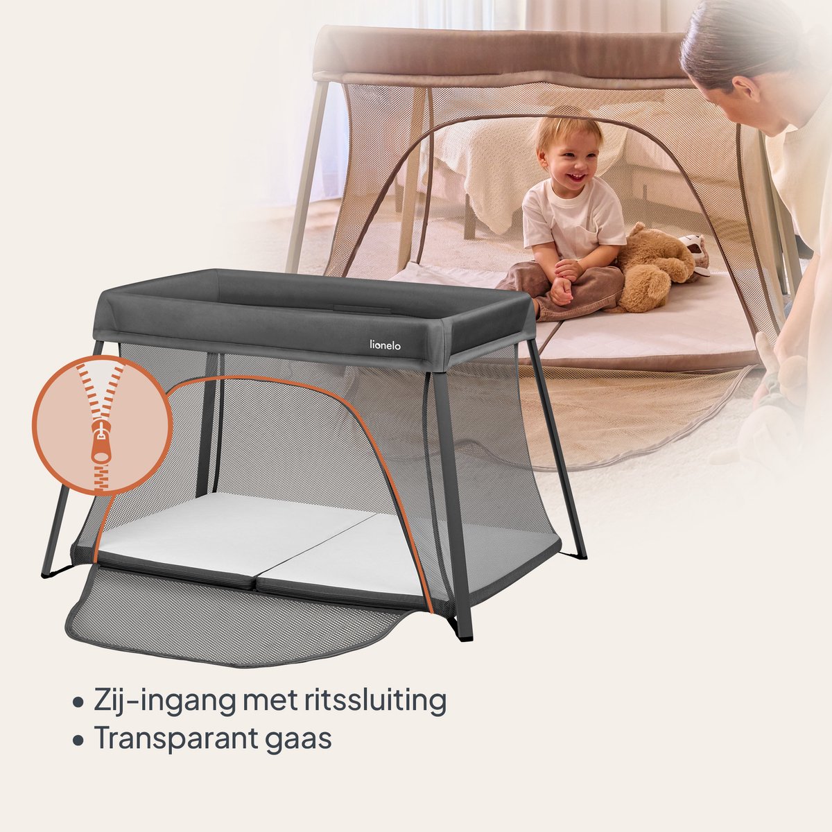 Lionelo Alice 3-in-1 Babybedje - Compact en Lichtgewicht thumbnail 4
