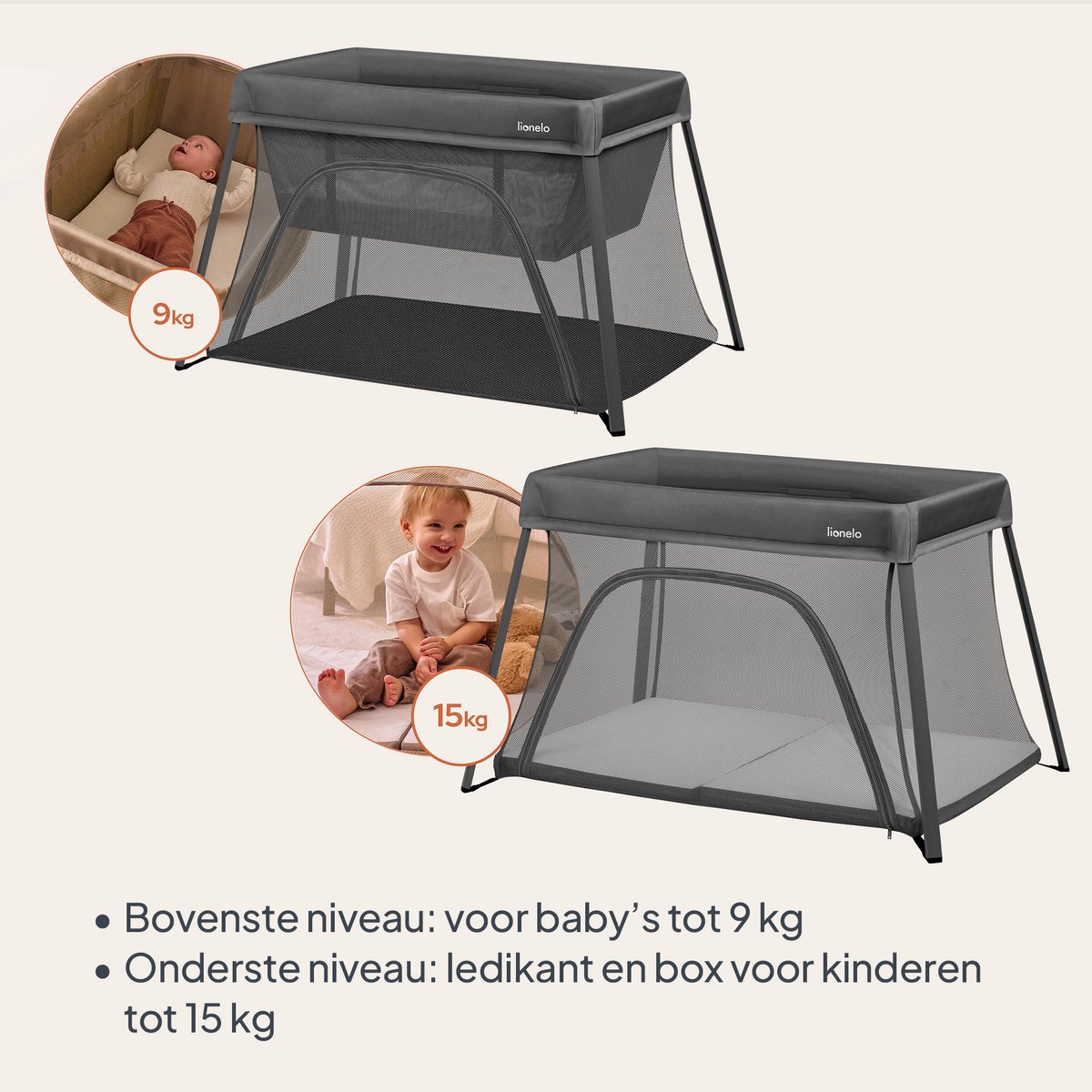 Lionelo Alice 3-in-1 Babybedje - Compact en Lichtgewicht thumbnail 6