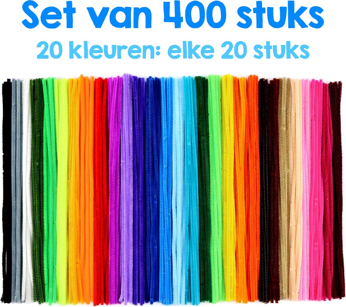 Allerion Gekleurde Pijpenragers – Set van 400 Chenilledraden – 20 Kleuren, 30 cm Lang – Voor Knutselen, DIY, Hobby en Creatieve Projecten – Chenille Draad – Flexibele Pijpenragers voor Kinderen en Volwassenen — afbeelding 7