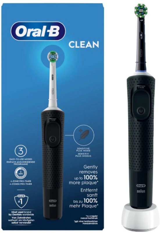 Oral-B Clean - Elektrische Tandenborstel - 3 Poetsprogramma's - Timer - Zwart