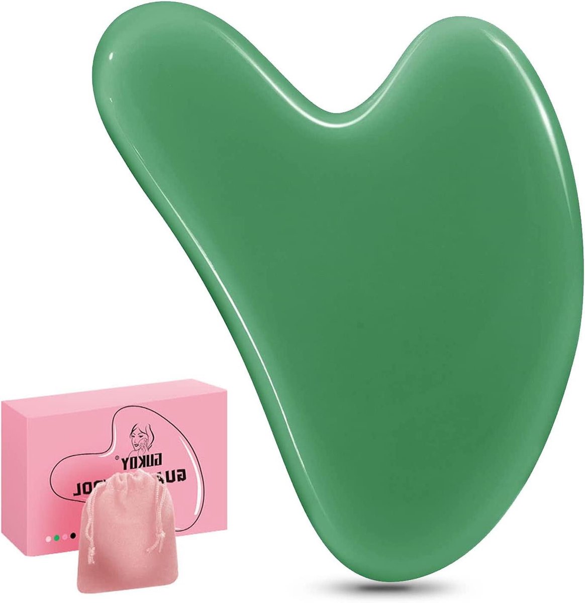 Goedkoopste Allecto Plus - Gua Sha Massage Tool van 100 natuurlijke jade steen voor gezichtsverzorging en rugmassage, groen, verlicht rimpels en wallen