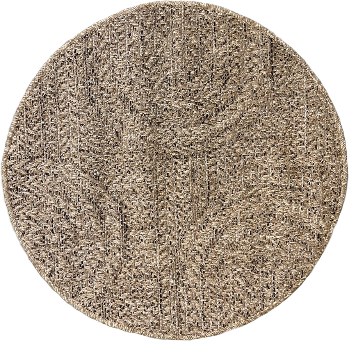 the carpet Kansas - Robuust In- en Outdoor vloerkleed, natuurlijk jute-look met cirkelmotief, weerbestendig, geschikt voor terras en tuin, 80 cm rond