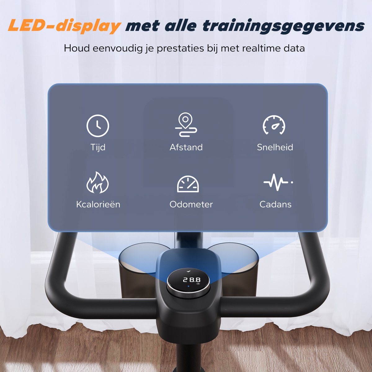 Afbeelding 3 van Hometrainer met App - 100 Weerstand Niveaus - Verstelbaar Zadel en Stuur - Spinning Fiets - Aansluitbaar op TV - Geschikt tot 135KG