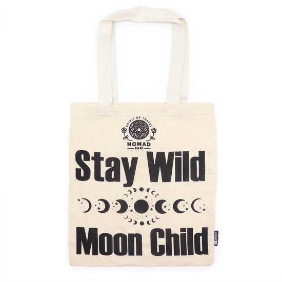 Iconische Basic Draagtas - Blijf Wild, Maankind - (40x36cm) - Nomad katoenen Tas