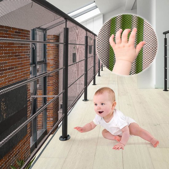 Ibenzoa® Veiligheidsnet Voor Trappen En Balustrades, Aanpasbaar En Beschermend Voor Kinderen En Huisdieren