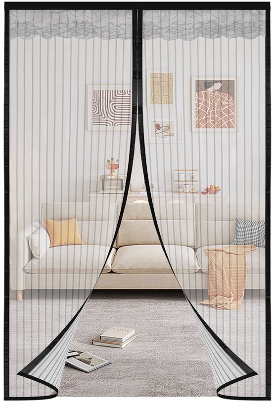 Degor Vliegengordijn Yarah Zwart 90 x 210 cm - Degor Vliegengordijn