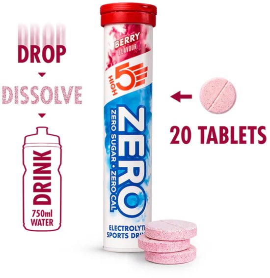 HIGH5 - ZERO Elektrolyten Bruistabletten - Mix van Smaken - Suikervrij & Caloriearm - 3x20 Stuks - Voor Sport, Focus & Hydratatie van High5 — afbeelding 4