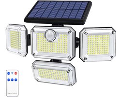 CHIWIN Solar Wandlamp Buiten – Ontwerp 270° Verlichting – 3 Lichtmodi en Bewegingssensor Zonnelamp – Afstandsbediening – Ideaal voor Tuin Oprit Schuur – Split Solar Paneel en Slimme Lichtregeling