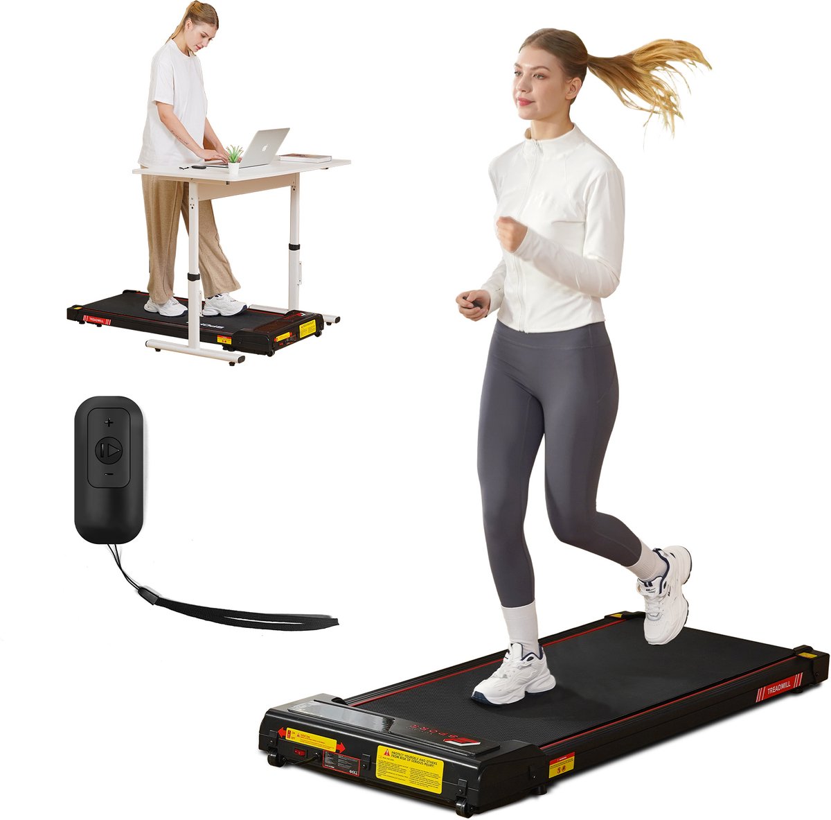 Y-RAIN Elektrische Loopband voor thuis en op kantoor, Walking Pad, 3 in 1, 440W motor, 1-6km/u snelheidsbereik, met afstandsbediening, LED display.