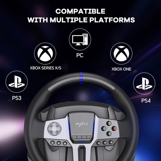 PXN V9 Gen 2 Gaming Racesturen - Met Pedalen en Shifter Gaming stuurwiel - 270/900°- Race Stuur- Geschikt voor PS4 - Xbox One - PC - Xbox Series X|S - PS3 - Met App van PXN — afbeelding 4