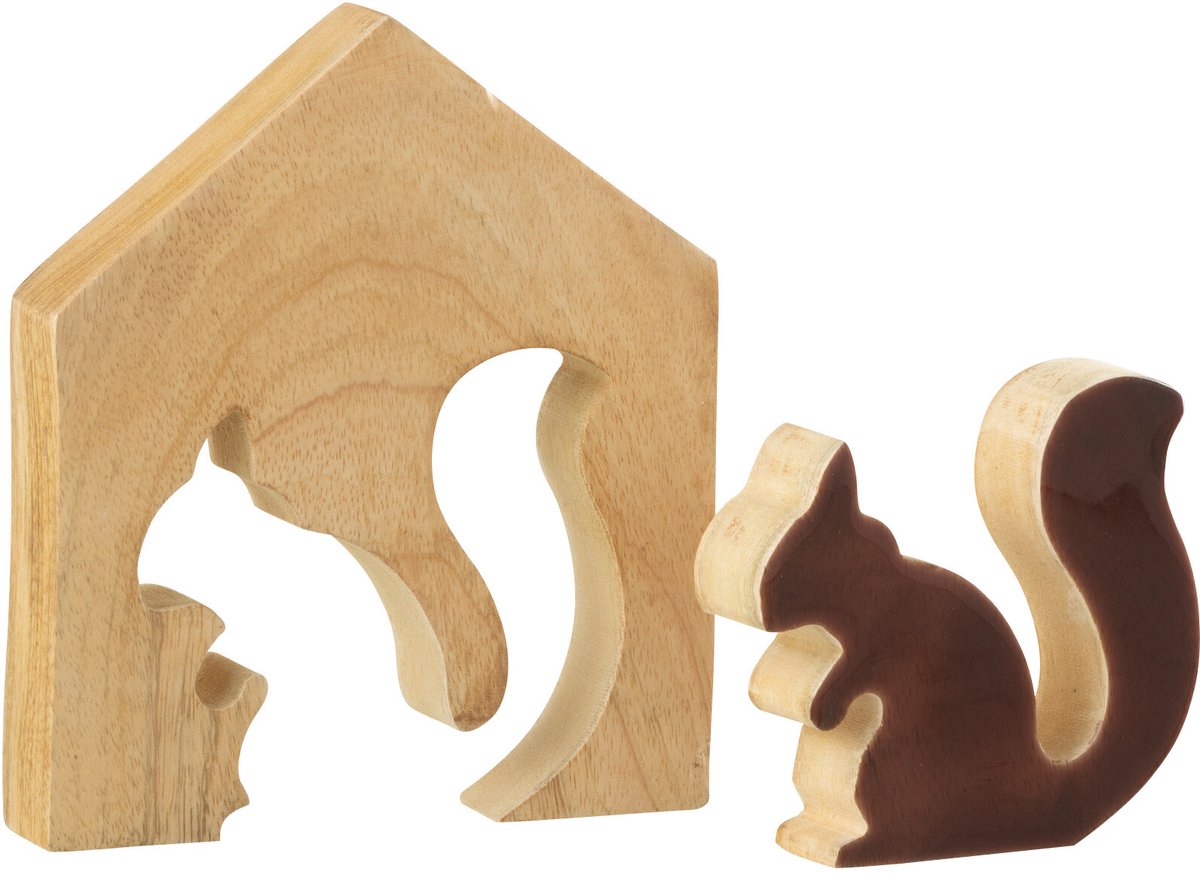 decoratie Eekhoorn In Huis - hout - naturel/bruin - small
