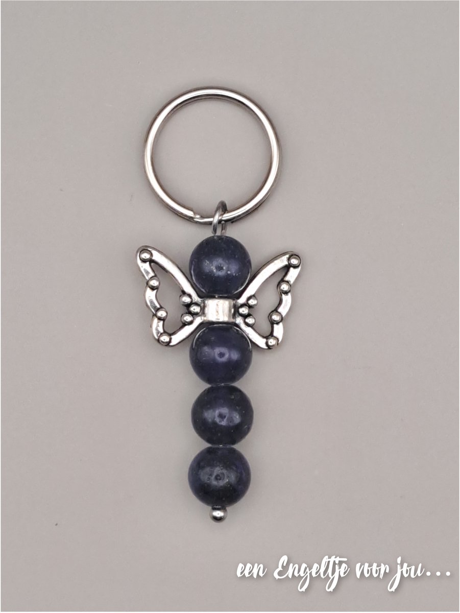 Geluksengel - Edelsteen Lapis Lazuli - een Engeltje voor jou - Edelsteen sleutelhanger - Tashanger - Beschermengel - Geluksengeltjes - Natuursteen sleutelhanger - Beschermengeltje - Guardian Angel - Gelukspoppetje