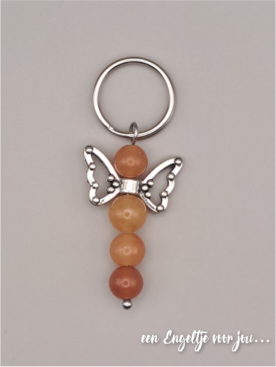 Geluksengel - Edelsteen Aventurijn - een Engeltje voor jou - Edelsteen sleutelhanger - Tashanger - Beschermengel - Geluksengeltjes - Natuursteen sleutelhanger - Beschermengeltje - Guardian Angel - Gelukspoppetje