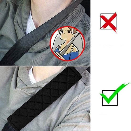 Gordelbeschermers Auto - Comfortabele Gordelpads - Zacht & Wasbaar - Bescherming voor Autogordels - Voor Kinderen & Volwassenen - Zwart - 4 Stuks van Merkloos — afbeelding 2