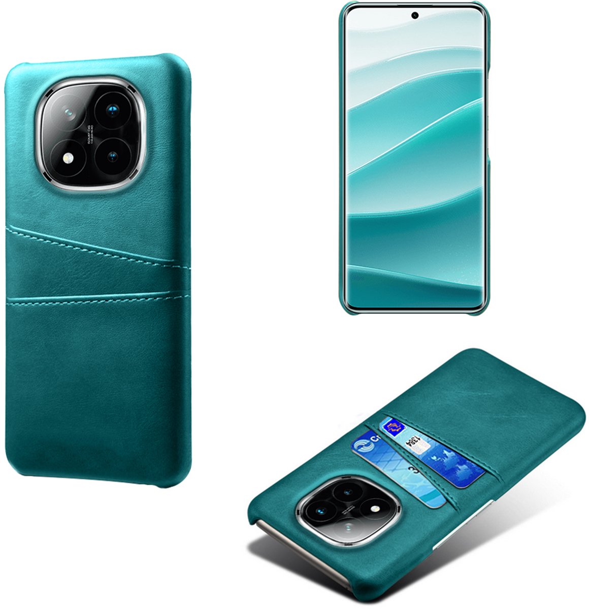 Backcover met Opbergvakjes + Screenprotector voor Xiaomi Redmi Note 14 Pro+ 5G _ Groen