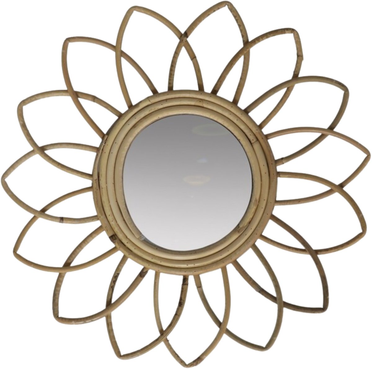 Gerimport Rotan spiegel natuurlijk - sun - rotan - 35x4 cm - bohemian spiegel - wandspiegel