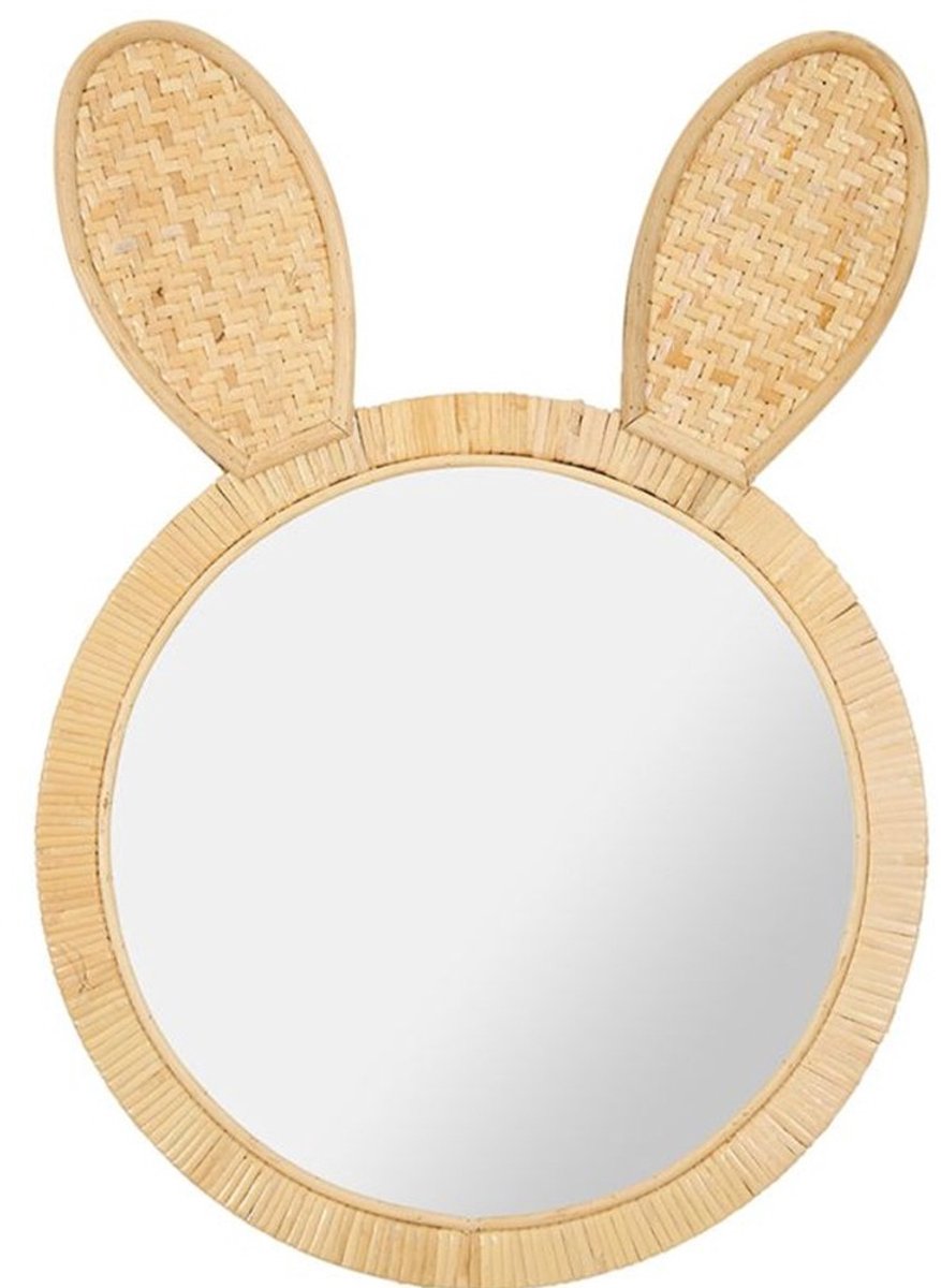 Ostaria Wandspiegel konijn - rotan - 29 x 43 cm - bohemian/boho spiegel - kinderkamer