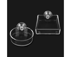 Inovra Plus - Voerkommen Set voor Aquarium - 2 stuks Glazen Voerkommen met Zuignappen - Geschikt voor Garnalen, Reptielen en Tropische Vissen - Ronde en Vierkante Voerschalen van Acryl - Heldere Gerechten voor Optimaal Voeren - Ideaal voor Aquariums