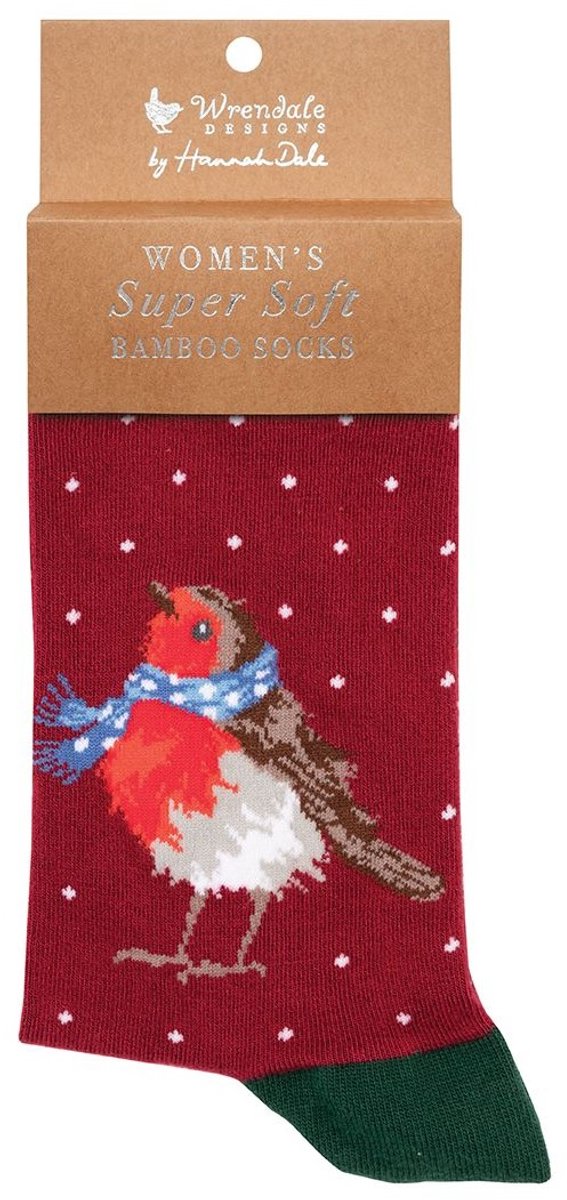 Wrendale kerstsokken - 'Season's Tweetings' Robin Socks - Sokken Roodborst