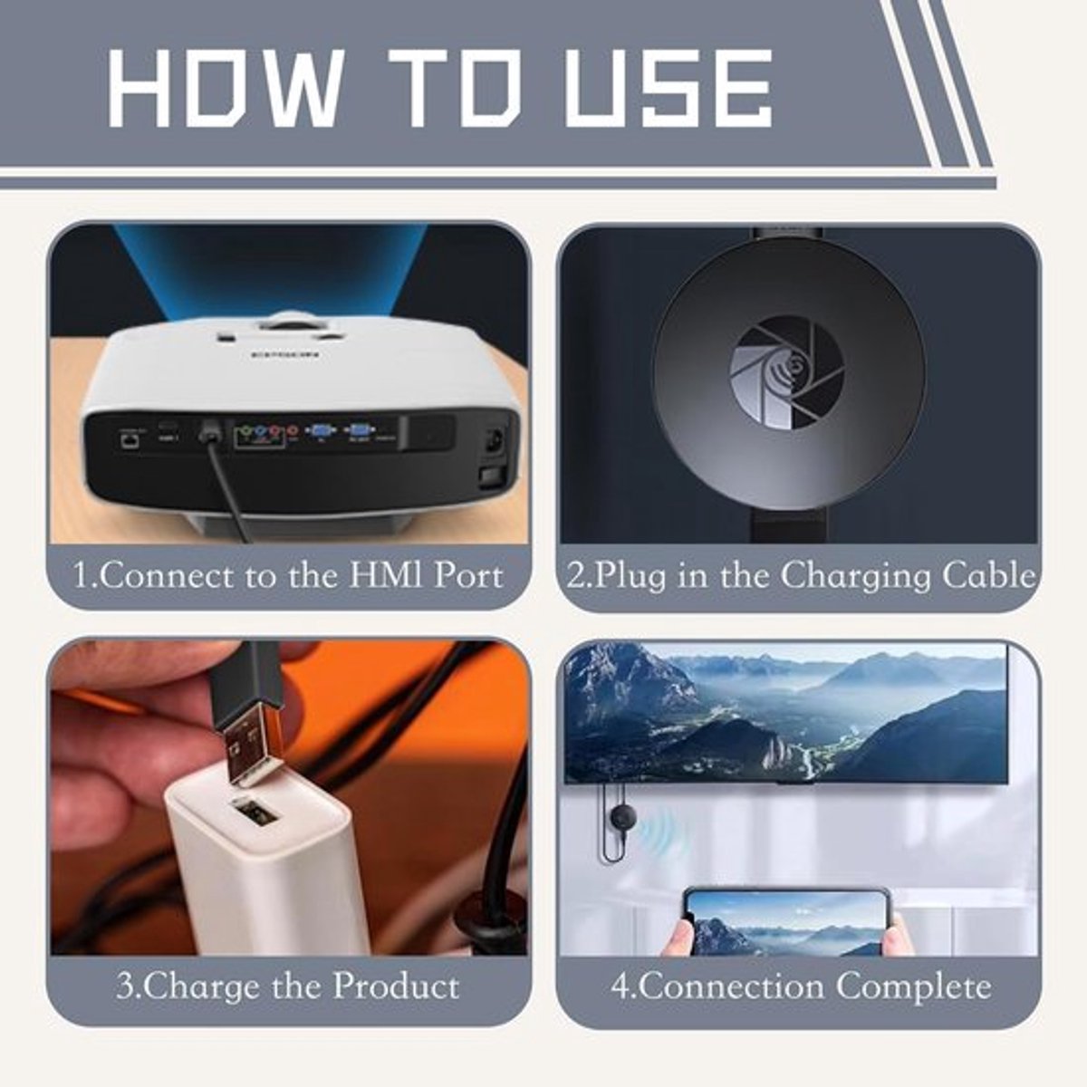 Full HD- Smart HDMI Dongle - Draadloos tv kijken - WIFI Receiver Voor Android, Google en IOS - App Streaming -Grijs-2025 Nieuw — cadeau in Elektronica - foto 4