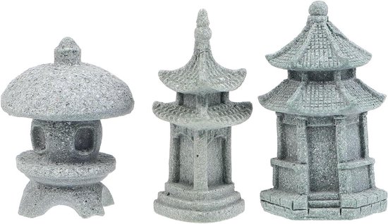 2 Stuks Microlandschap Mini Pagode Ornament Japanse Stenen Pagode Standbeeld Mini Landschap Decor