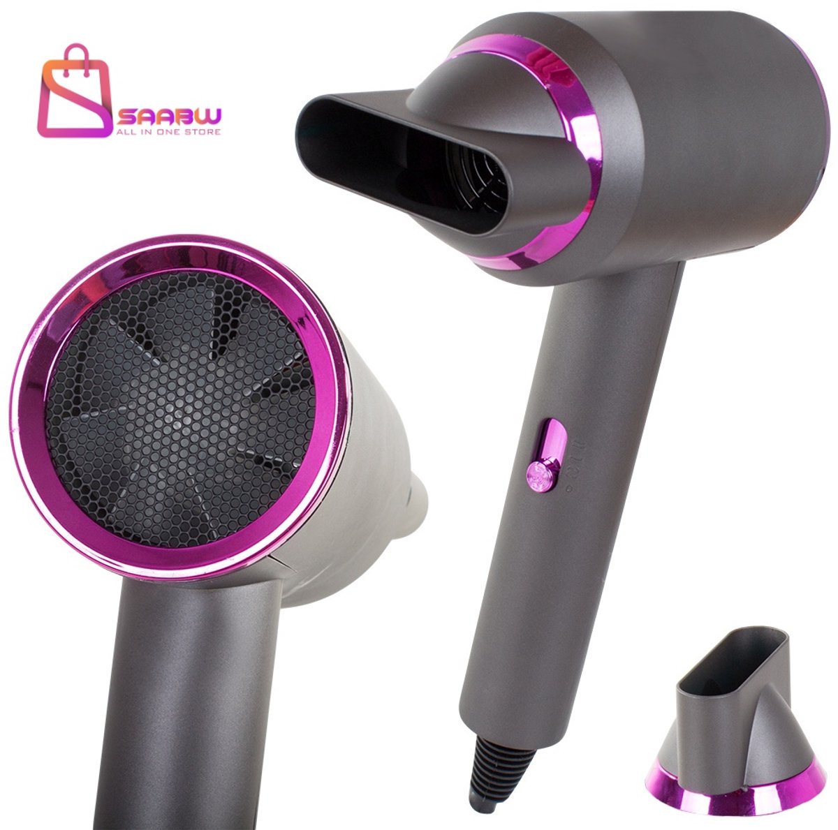 Haardroger met Ionisatie – 2800W – 3 Warmtestanden – fohnborstel – Verstelbare Snelheid fohn – haar droger – Antipluis Föhn voor Alle Haartypes - 35284 — afbeelding 1