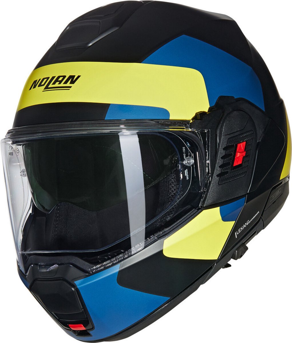 Nolan N120-1 Omocromo 346 Zwart Blauw Geel Mat Systeemhelm - Maat XL - Helm